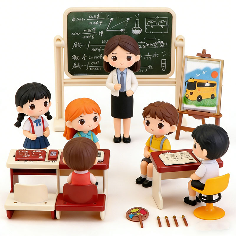 Kids Education Classes - Miniatuurmeubelset voor poppenhuis, bureau en stoel
