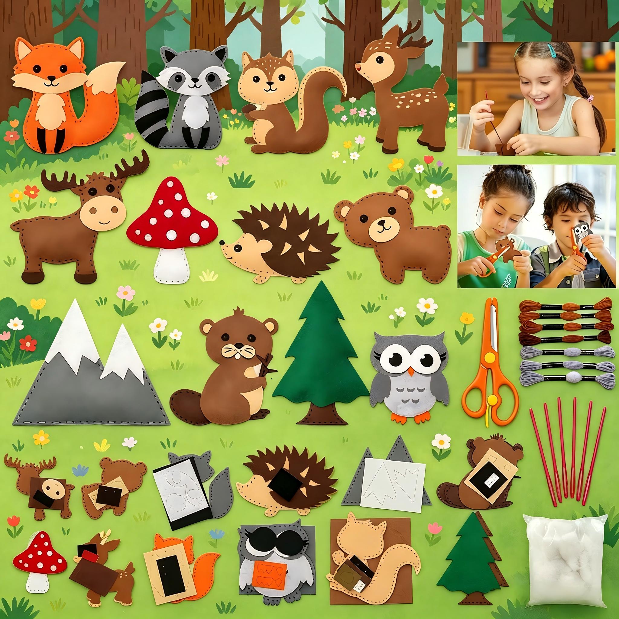 Kids Education Classes - Naaiset voor kinderen, bosdieren knutselset, doe-het-zelf
