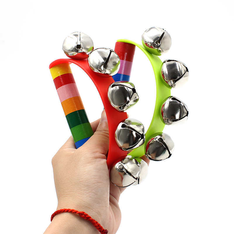 Kids Education Bell - Regenboog Hand Jingle Bells Houten handvat