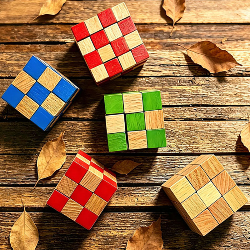 Brain Teaser Cube - Vierkante Slangenkubus Houten Breinbreker Puzzels voor