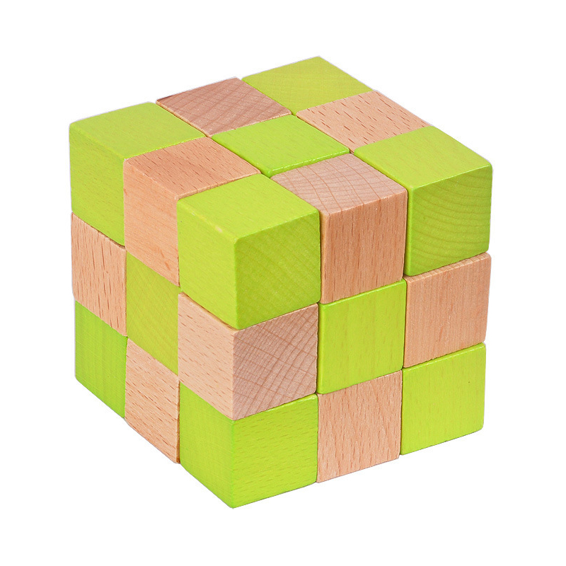 Brain Teaser Cube - Houten Snake Cube Puzzel IQ Logic