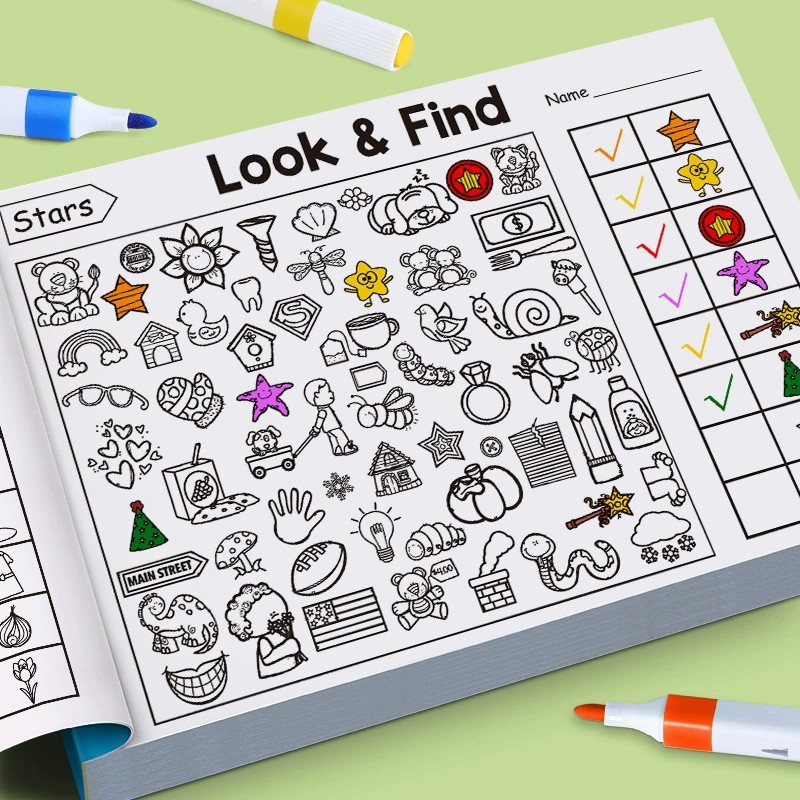 Kijk en vind kleurboek voor pe - Kids Early Education recensie en prijs